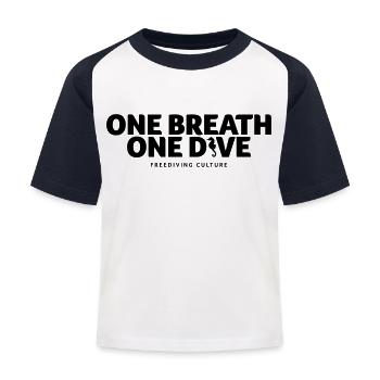 One Breath Freediving Culture - Kinder Baseball T-Shirt - Weiß/Navy - Vorne