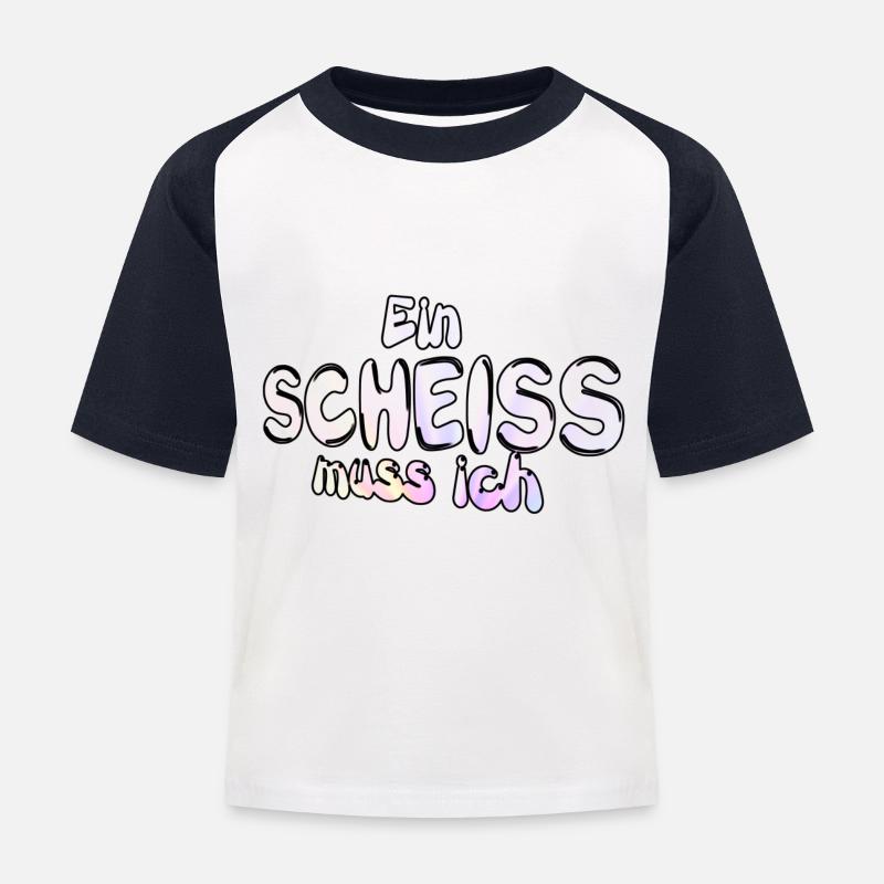 Ein Scheiss muss ich witzig Spruch - Kinder Baseball T-Shirt - Weiß/Navy