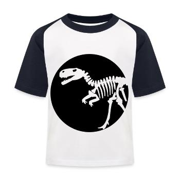 t rex skull - Kids' Baseball T-Shirt - white/navy - Front