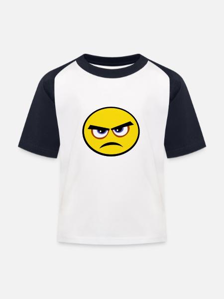 grumpy face - Kinder Baseball T-Shirt - Weiß/Navy