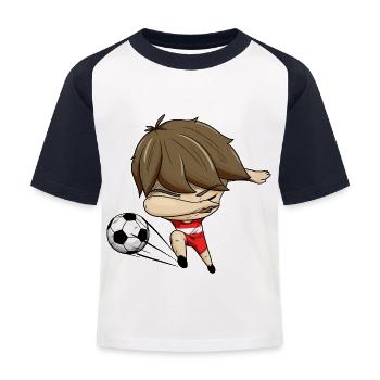 Dabbing Footballer Autriche - T-shirt baseball Enfant - blanc/marine - Devant
