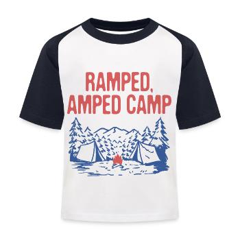 Ramped Amped Camp Camping Party Camper - Kids' Baseball T-Shirt - white/navy - Front