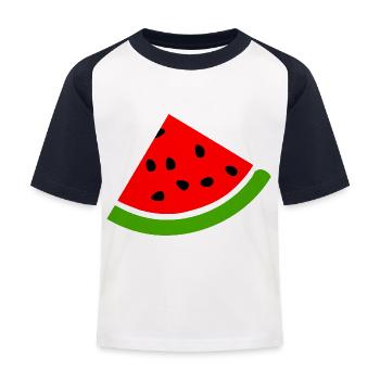 Wassermelone Melone - Kinder Baseball T-Shirt - Weiß/Navy - Vorne