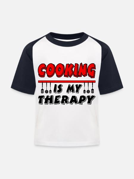 Kochen - Kinder Baseball T-Shirt - Weiß/Navy