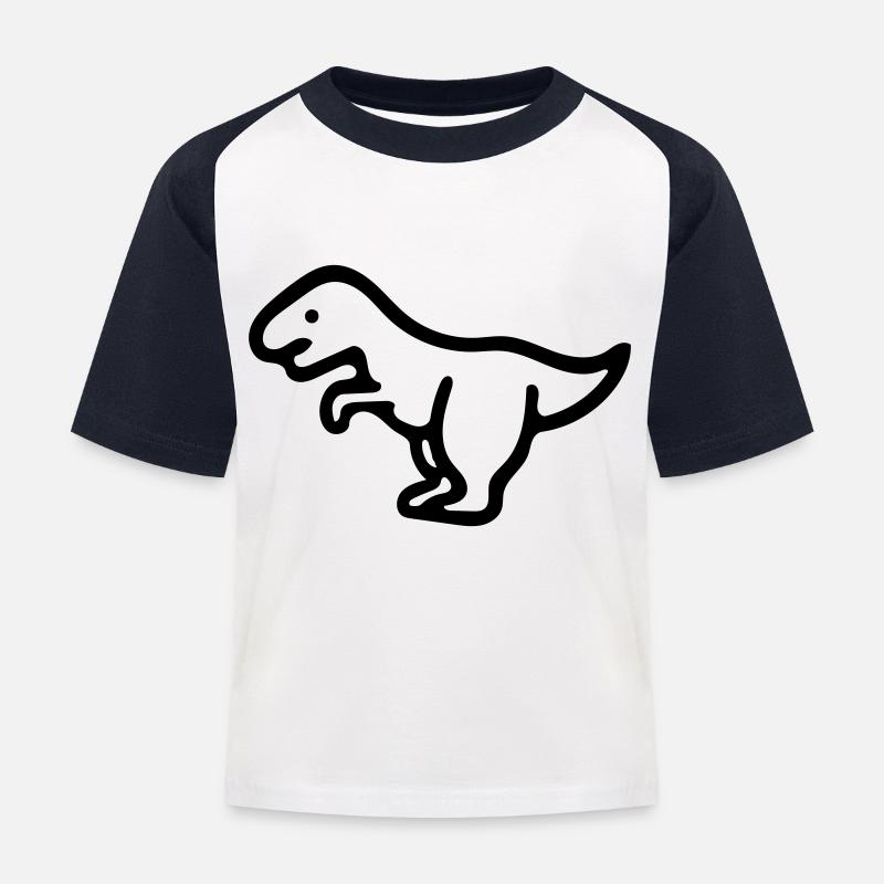 Dinosaurier - Kinder Baseball T-Shirt - Weiß/Navy