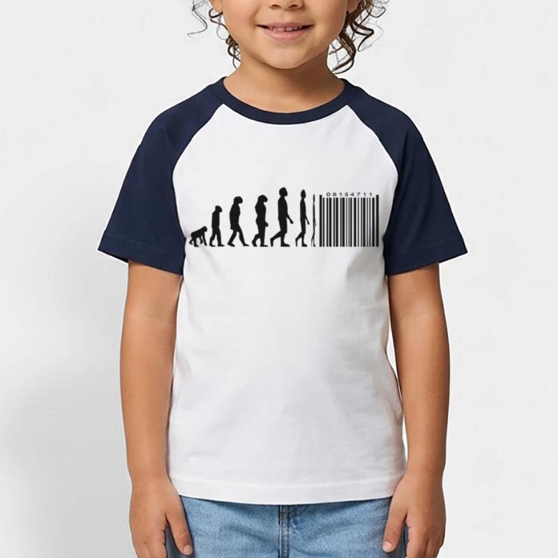 Evolution Strichcode Kinder Baseball T-Shirt