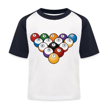 Billard - Kinder Baseball T-Shirt - Weiß/Navy - Vorne