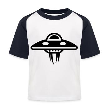 fliegende Untertasse - Kinder Baseball T-Shirt - Weiß/Navy - Vorne