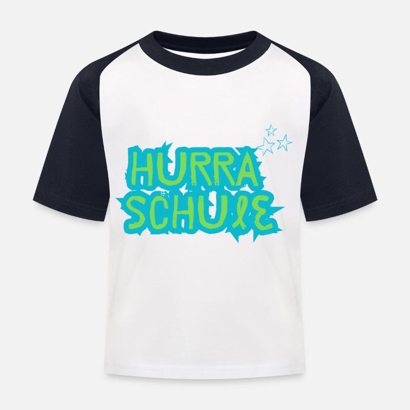 Endlich Schule - Kinder Baseball T-Shirt - Weiß/Navy