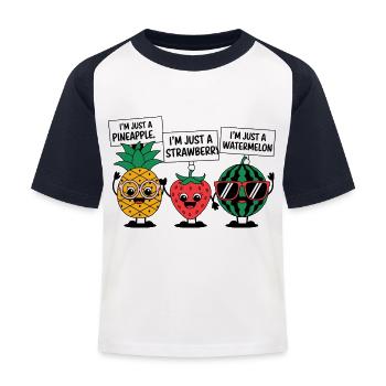 Je ne suis qu’un fruit - T-shirt baseball Enfant - blanc/marine - Devant