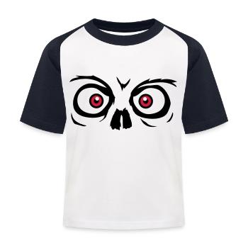 regarder horreur halloween effrayant boese visage tête - T-shirt baseball Enfant - blanc/marine - Devant