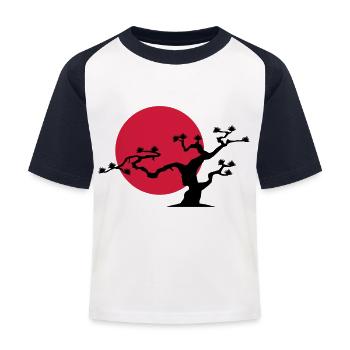 japanischer_baum - Kinder Baseball T-Shirt - Weiß/Navy - Vorne