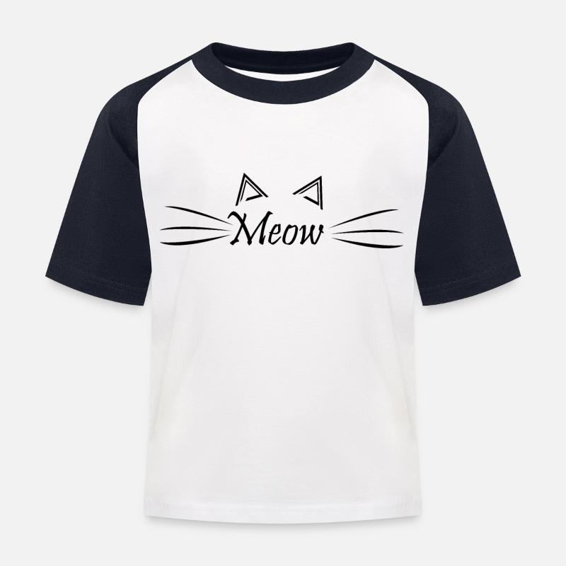 Cat Katze - Kinder Baseball T-Shirt - Weiß/Navy