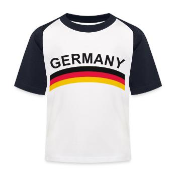 Germany Deutschlandflagge - Kinder Baseball T-Shirt - Weiß/Navy - Vorne