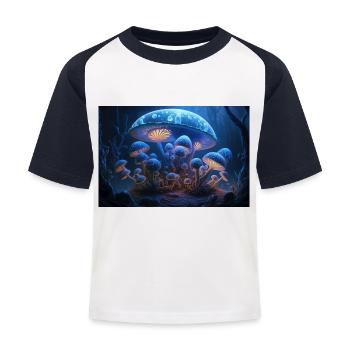 Ville champignon - T-shirt baseball Enfant - blanc/marine - Devant