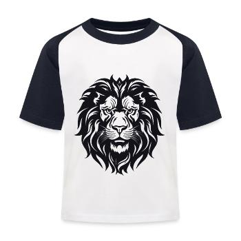 Löwe Afrika Tiermotiv Wildtiere Tier Safari Urlaub - Kinder Baseball T-Shirt - Weiß/Navy - Vorne