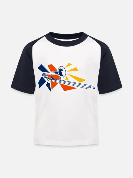 Posaune Pop Art - Kinder Baseball T-Shirt - Weiß/Navy