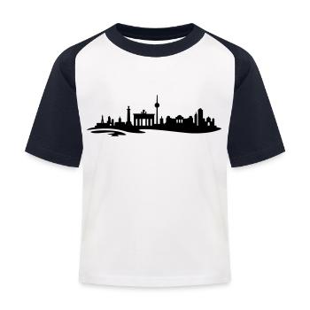 Berlin Skyline - Kinder Baseball T-Shirt - Weiß/Navy - Vorne
