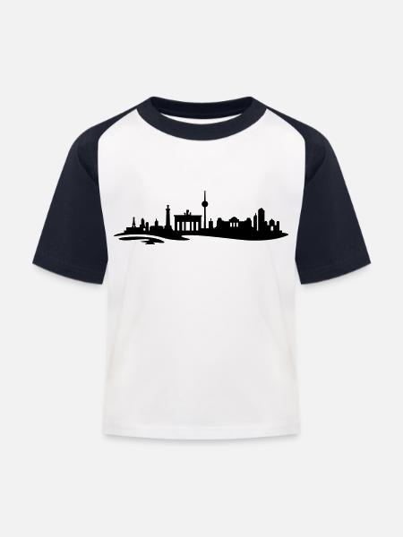 Berlin Skyline - Kinder Baseball T-Shirt - Weiß/Navy