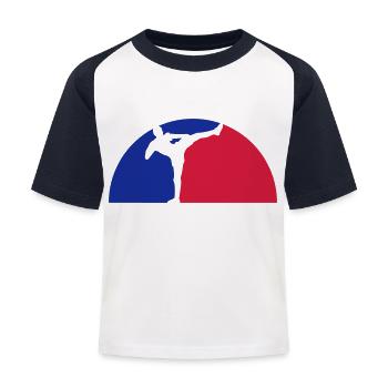 bleu rouge demi-cercle lune nuit vacances soir soleil f - T-shirt baseball Enfant - blanc/marine - Devant