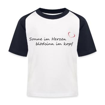 Sonne im Herzen, Blödsinn im Kopf - Kinder Baseball T-Shirt - Weiß/Navy - Vorne
