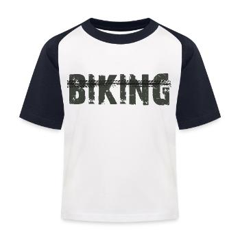 biking, VTT, vélo, vélo - T-shirt baseball Enfant - blanc/marine - Devant