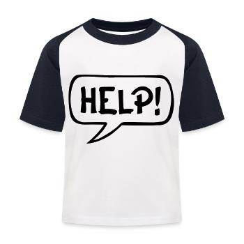 Comic Sprechblase HELP - Kinder Baseball T-Shirt - Weiß/Navy - Vorne