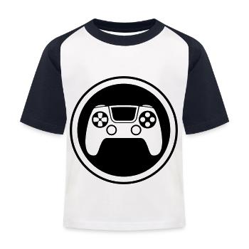 Gamepad Symbol Controller - Kinder Baseball T-Shirt - Weiß/Navy - Vorne