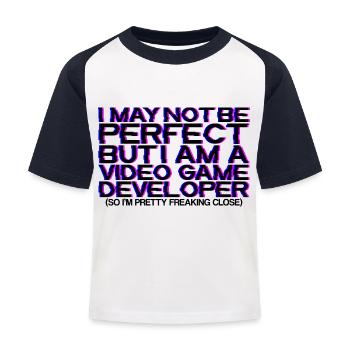 Not Be Perfect But I Am A Video Game Developer - Kids' Baseball T-Shirt - white/navy - Front