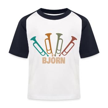 Geschenk für Björn - Kinder Baseball T-Shirt - Weiß/Navy - Vorne