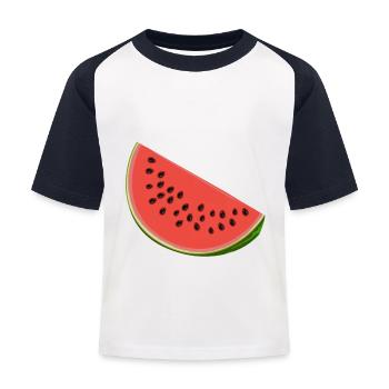 Wassermelone mit Samen - Kinder Baseball T-Shirt - Weiß/Navy - Vorne