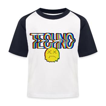 Techno - Kinder Baseball T-Shirt - Weiß/Navy - Vorne