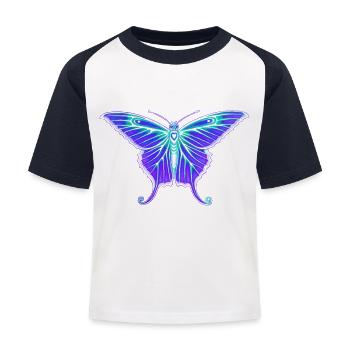 Lila Schmetterling - Kinder Baseball T-Shirt - Weiß/Navy - Vorne