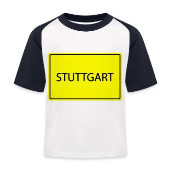 ortsschild stuttgart - Kinder Baseball T-Shirt - Weiß/Navy - Vorne