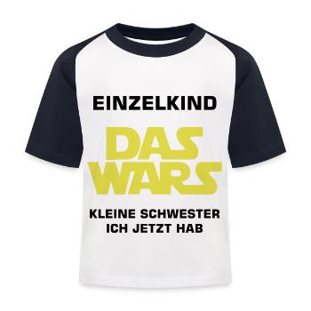 Einzelkind kleine Schwester Shirt Geschenk - Kinder Baseball T-Shirt - Weiß/Navy - Vorne