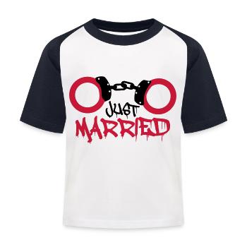 Juste mariés menottes commencés drôle - T-shirt baseball Enfant - blanc/marine - Devant