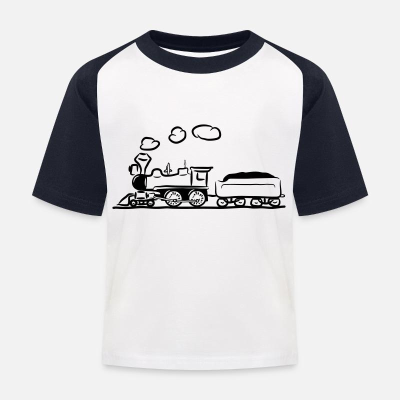 dampflok lok eisenbahn western comic - Kinder Baseball T-Shirt - Weiß/Navy