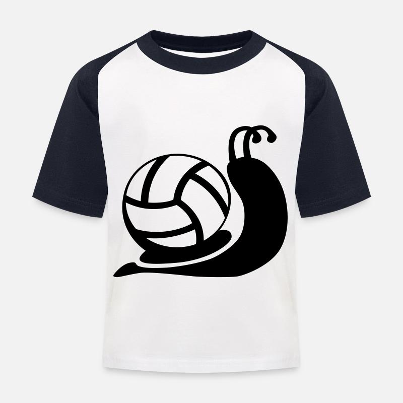 Volleyball Schnecke - Kinder Baseball T-Shirt - Weiß/Navy