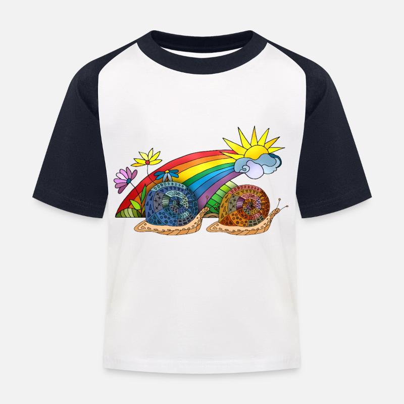 Escargots - T-shirt baseball Enfant - blanc/marine