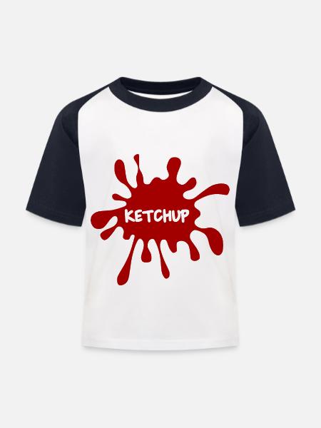 Ketchup Fleck - Kinder Baseball T-Shirt - Weiß/Navy
