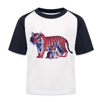 Two tigers, one heart (Dreamy Animals Collection) - Kids' Baseball T-Shirt - white/navy - Front
