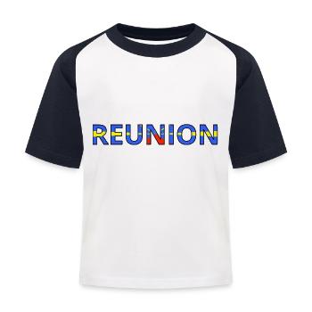 Reunion Flag - Kids' Baseball T-Shirt - white/navy - Front