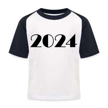2024 Jahreszahl Datum Zahl Anno Kalenderjahr - Kinder Baseball T-Shirt - Weiß/Navy - Vorne