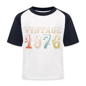 Jahrgang 1976 - 48. Geburtstag - 48 Jahre alt - Kinder Baseball T-Shirt - Weiß/Navy - Vorne