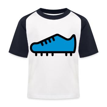 football boot - Kids' Baseball T-Shirt - white/navy - Front