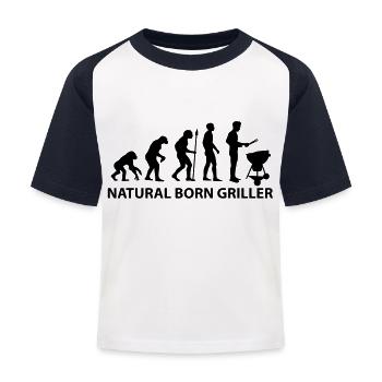 Grill Evolution - Kinder Baseball T-Shirt - Weiß/Navy - Vorne