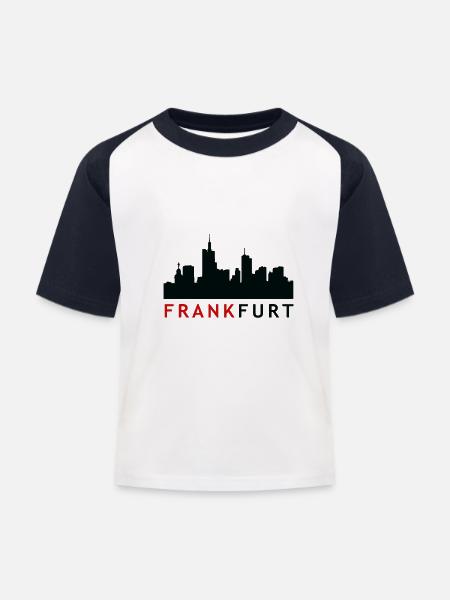 Frankfurt Skyline Rotschwarz - Kinder Baseball T-Shirt - Weiß/Navy
