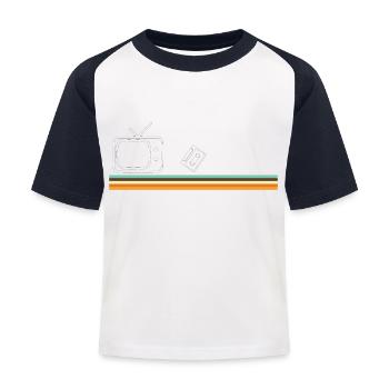 70er Jahre - Kinder Baseball T-Shirt - Weiß/Navy - Vorne