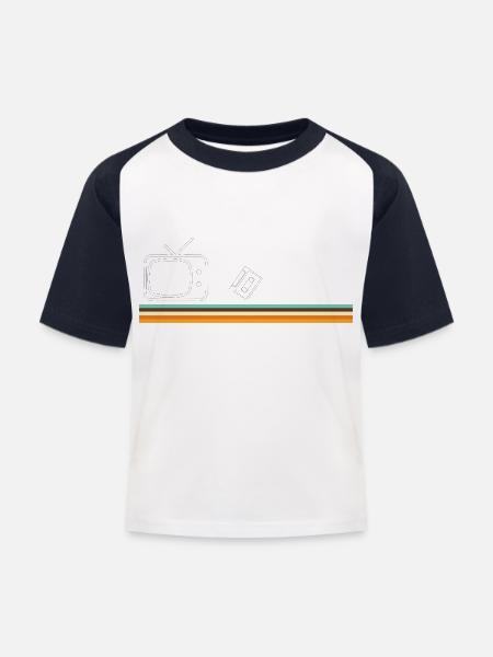 70er Jahre - Kinder Baseball T-Shirt - Weiß/Navy