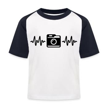appareil photo - T-shirt baseball Enfant - blanc/marine - Devant